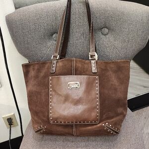 Michael Kors Brown Suede and Leather Tote